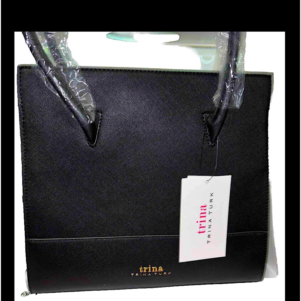 Shoulder/Handle Trina Turk Square Black   Detachable Strap Handbag Zipper